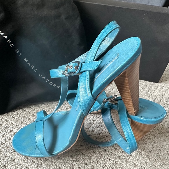 Teal Strappy Marc Jacob Sexy Heels - Picture 1 of 6
